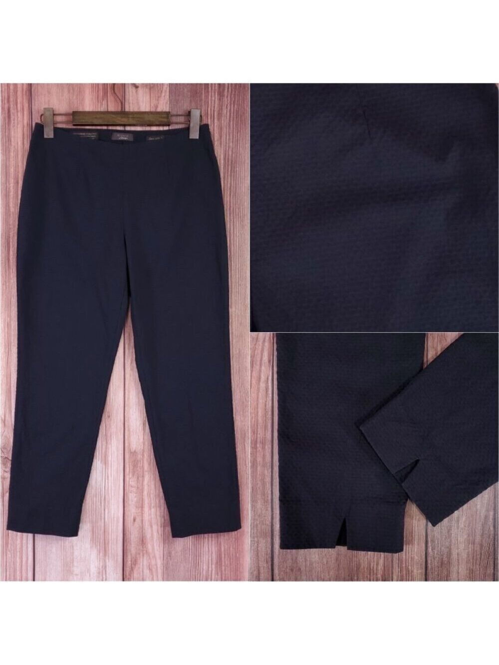 Peserico Sign Size 44 US 8 Italy Textured Cotton Stretch Ankle Pants Side Zip